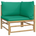 NAROŻNA SOFA OGRODOWA Z ZIELONYMI PODUSZKAMI BAMBUSOWA