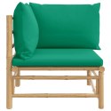 NAROŻNA SOFA OGRODOWA Z ZIELONYMI PODUSZKAMI BAMBUSOWA
