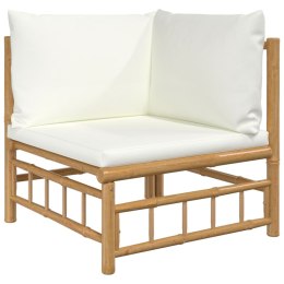 OGRODOWA SOFA NAROŻNA KREMOWE PODUSZKI BAMBUS