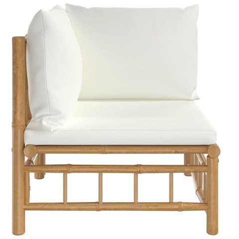 OGRODOWA SOFA NAROŻNA KREMOWE PODUSZKI BAMBUS