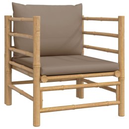 SOFA OGRODOWA Z PODUSZKAMI TAUPE BAMBUSOWA