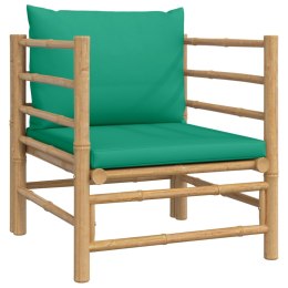 SOFA OGRODOWA Z ZIELONYMI PODUSZKAMI BAMBUSOWA