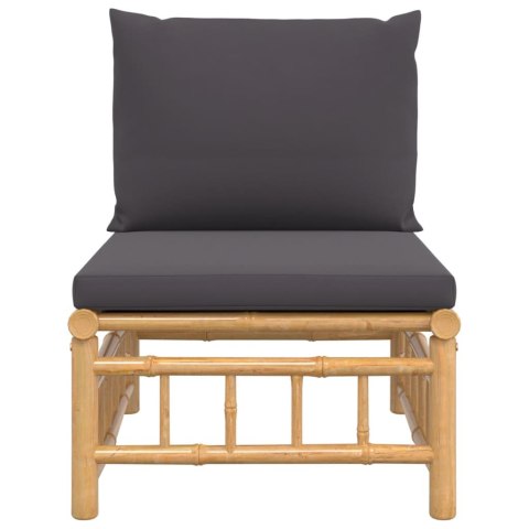 ŚRODKOWA SOFA OGRODOWA Z CIEMNOSZARYMI PODUSZKAMI BAMBUSOWA