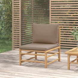 ŚRODKOWA SOFA OGRODOWA Z PODUSZKAMI TAUPE BAMBUSOWA