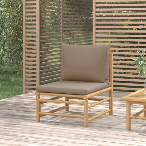 ŚRODKOWA SOFA OGRODOWA Z PODUSZKAMI TAUPE BAMBUSOWA