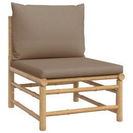 ŚRODKOWA SOFA OGRODOWA Z PODUSZKAMI TAUPE BAMBUSOWA