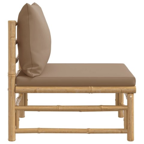 ŚRODKOWA SOFA OGRODOWA Z PODUSZKAMI TAUPE BAMBUSOWA