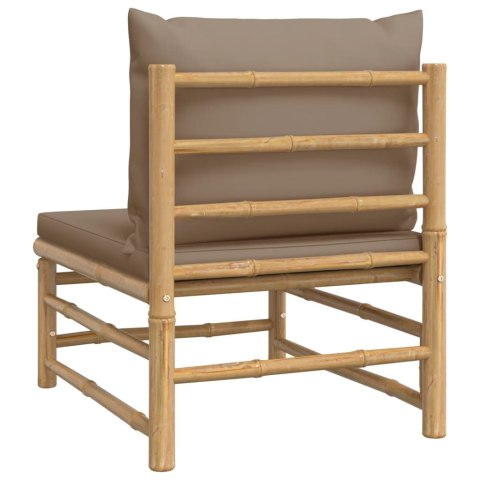 ŚRODKOWA SOFA OGRODOWA Z PODUSZKAMI TAUPE BAMBUSOWA