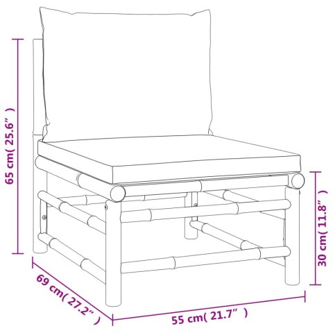 ŚRODKOWA SOFA OGRODOWA Z PODUSZKAMI TAUPE BAMBUSOWA