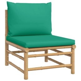 ŚRODKOWA SOFA OGRODOWA Z ZIELONYMI PODUSZKAMI BAMBUSOWA