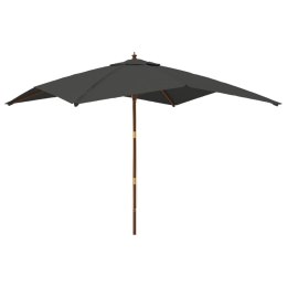 PARASOL OGRODOWY NA DREWNIANYM SŁUPKU ANTRACYT 300X300X273CM