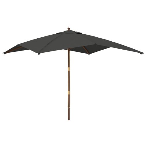 PARASOL OGRODOWY NA DREWNIANYM SŁUPKU ANTRACYT 300X300X273CM