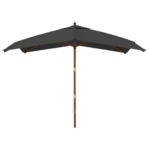 PARASOL OGRODOWY NA DREWNIANYM SŁUPKU ANTRACYT 300X300X273CM