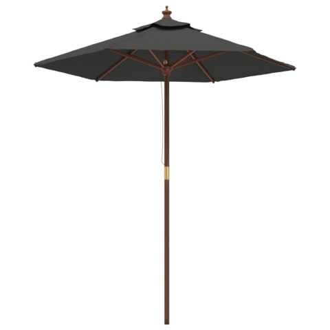 PARASOL OGRODOWY NA DREWNIANYM SŁUPKU ANTRACYTOWY 196X231CM