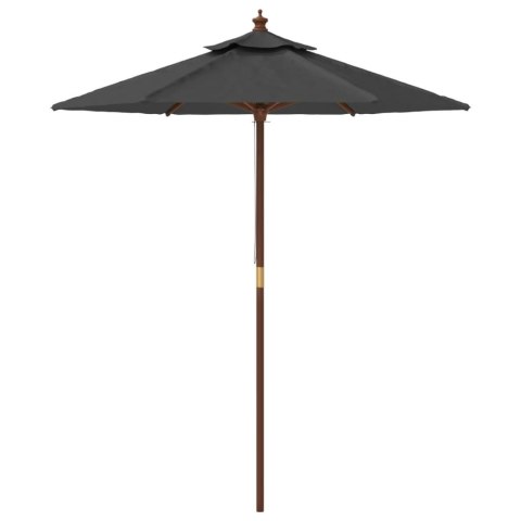 PARASOL OGRODOWY NA DREWNIANYM SŁUPKU ANTRACYTOWY 196X231CM