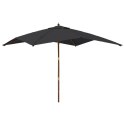 PARASOL OGRODOWY NA DREWNIANYM SŁUPKU CZARNY 300X300X273CM