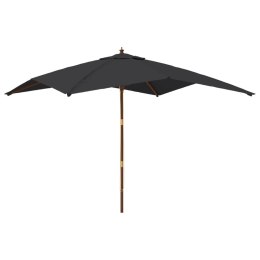 PARASOL OGRODOWY NA DREWNIANYM SŁUPKU CZARNY 300X300X273CM