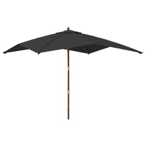 PARASOL OGRODOWY NA DREWNIANYM SŁUPKU CZARNY 300X300X273CM