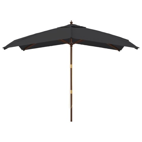 PARASOL OGRODOWY NA DREWNIANYM SŁUPKU CZARNY 300X300X273CM