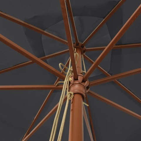 PARASOL OGRODOWY NA DREWNIANYM SŁUPKU CZARNY 300X300X273CM