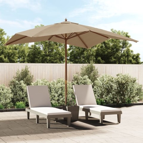 PARASOL OGRODOWY NA DREWNIANYM SŁUPKU TAUPE 300X300X273CM