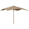 PARASOL OGRODOWY NA DREWNIANYM SŁUPKU TAUPE 300X300X273CM