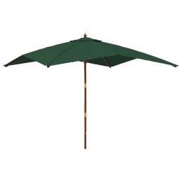 PARASOL OGRODOWY NA DREWNIANYM SŁUPKU ZIELONY 300X300X273CM