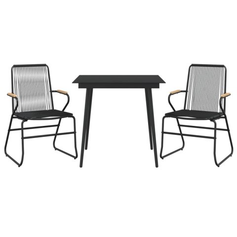 3-CZĘŚCIOWY ZESTAW MEBLI OGRODOWYCH CZARNY PVC RATTAN