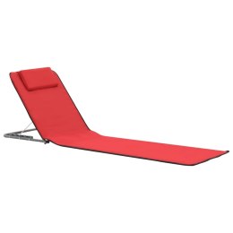 SKŁADANE MATY PLAŻOWE 2 SZT STAL I TKANINA CZERWONE