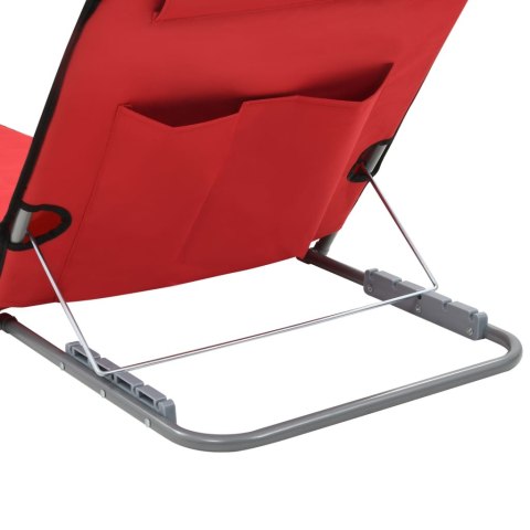 SKŁADANE MATY PLAŻOWE 2 SZT STAL I TKANINA CZERWONE