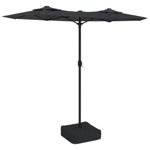 PARASOL OGRODOWY PODWÓJNY Z LED ANTRACYTOWY 316X240CM