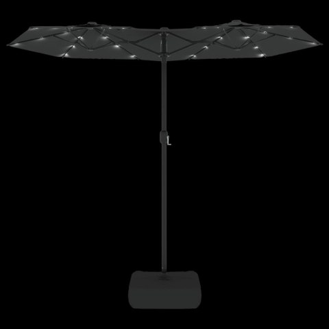 PARASOL OGRODOWY PODWÓJNY Z LED ANTRACYTOWY 316X240CM