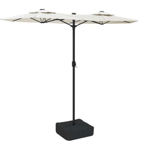 PARASOL OGRODOWY PODWÓJNY Z LED PIASKOWA BIEL 316X240CM