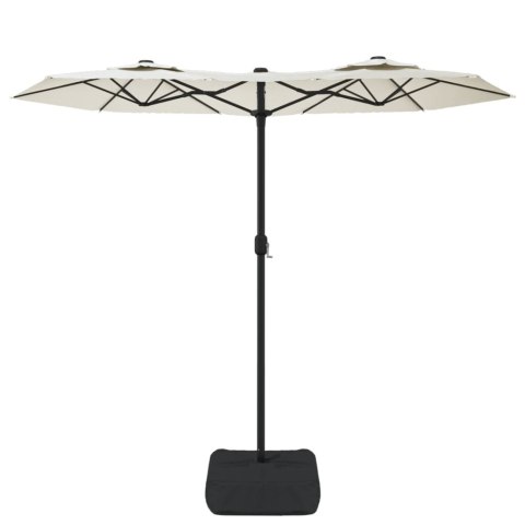 PARASOL OGRODOWY PODWÓJNY Z LED PIASKOWA BIEL 316X240CM