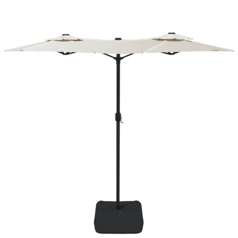 PARASOL OGRODOWY PODWÓJNY Z LED PIASKOWA BIEL 316X240CM