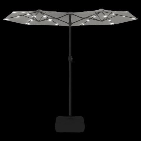 PARASOL OGRODOWY PODWÓJNY Z LED PIASKOWA BIEL 316X240CM