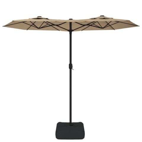 PARASOL OGRODOWY PODWÓJNY Z LED TAUPE 316X240CM
