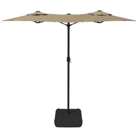 PARASOL OGRODOWY PODWÓJNY Z LED TAUPE 316X240CM