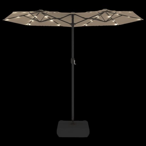 PARASOL OGRODOWY PODWÓJNY Z LED TAUPE 316X240CM