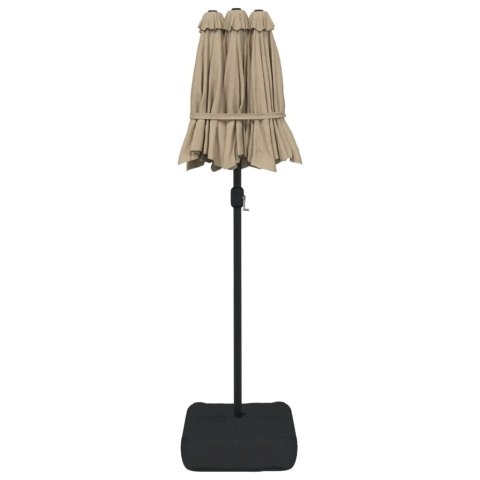 PARASOL OGRODOWY PODWÓJNY Z LED TAUPE 316X240CM