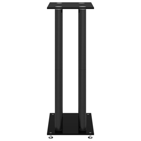 STOJAKI POD GŁOŚNIKI 2 SZT CZARNE SZKŁO HARTOWANE 4 SŁUPKI