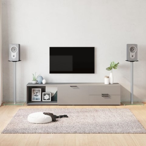 STOJAKI POD GŁOŚNIKI 2 SZT SREBRNE SZKŁO HARTOWANE 1 SŁUPEK