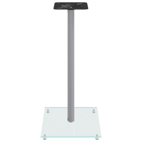 STOJAKI POD GŁOŚNIKI 2 SZT SREBRNE SZKŁO HARTOWANE 1 SŁUPEK