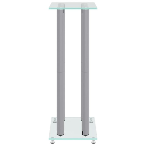 STOJAKI POD GŁOŚNIKI 2 SZT SREBRNE SZKŁO HARTOWANE 4 SŁUPKI