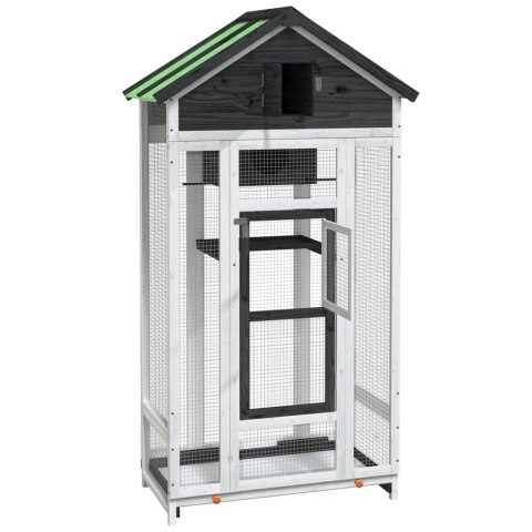 KLATKA DLA PTAKÓW SZARA 91,5X53X170CM DREWNO SOSNOWE