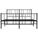 METALOWA RAMA ŁÓŻKA Z WEZGŁOWIEM I ZANÓŻKIEM CZARNA 140X190CM