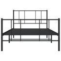 METALOWA RAMA ŁÓŻKA Z WEZGŁOWIEM I ZANÓŻKIEM CZARNA 90X190CM