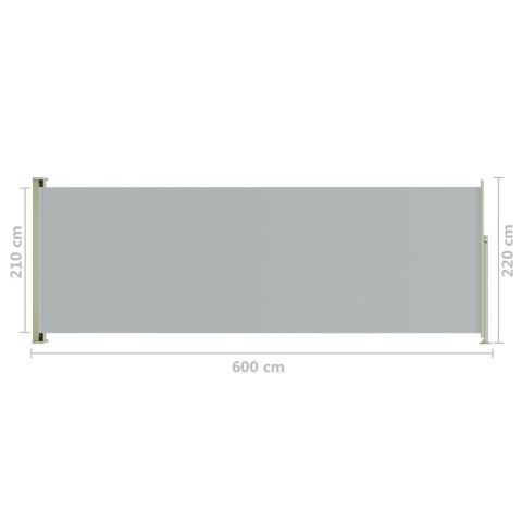 ZWIJANA MARKIZA BOCZNA NA TARAS 220X600CM SZARA