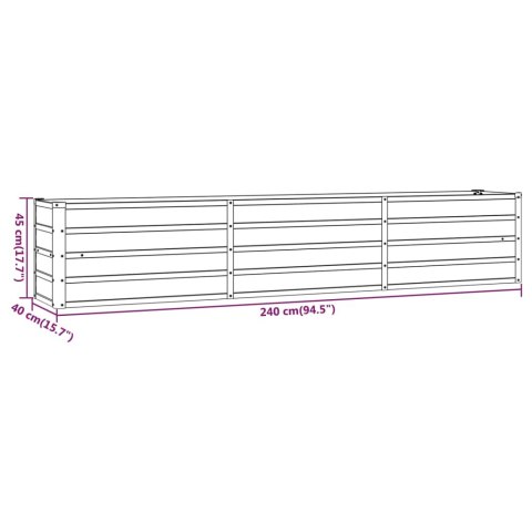 PODWYŻSZONA DONICA RDZAWA 240X40X45CM STAL KORTENOWSKA