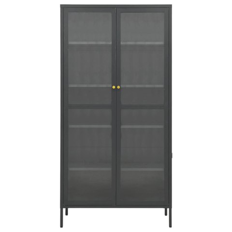 WITRYNA ANTRACYTOWA 90X40X180CM STAL I HARTOWANE SZKŁO